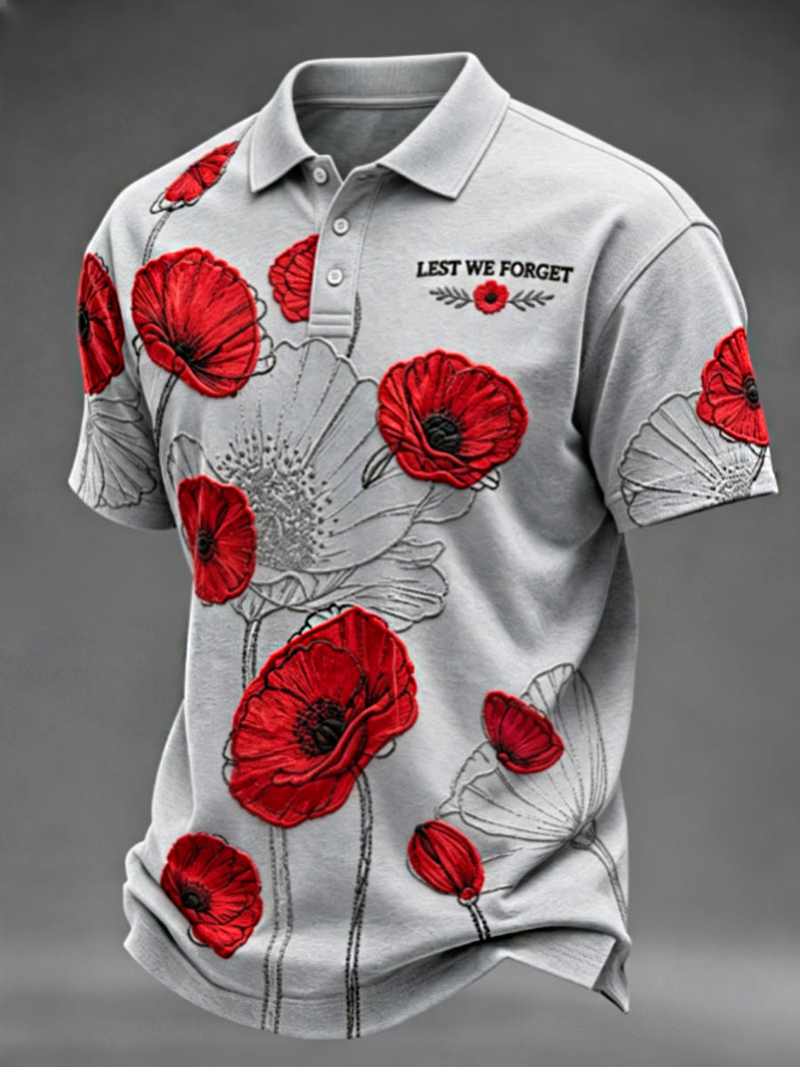 Men's Remembrance Day Lest We Forget polo shirt