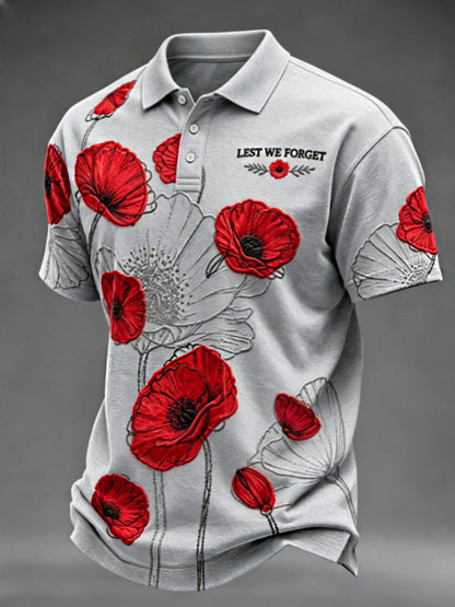 Men's Remembrance Day Lest We Forget polo shirt