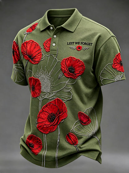 Men's Remembrance Day Lest We Forget polo shirt