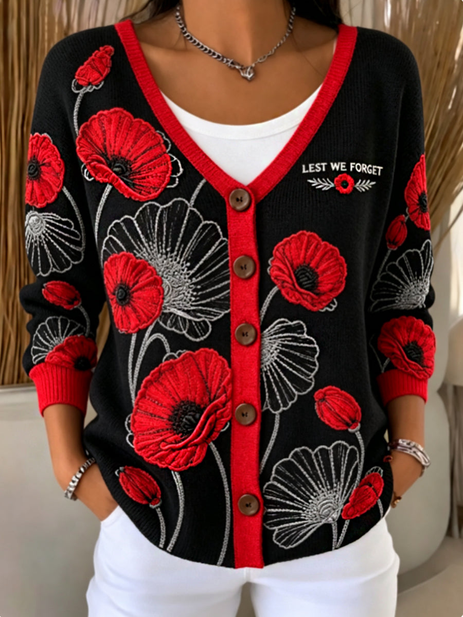 women's Remembrance Day Lest We Forget cardigan