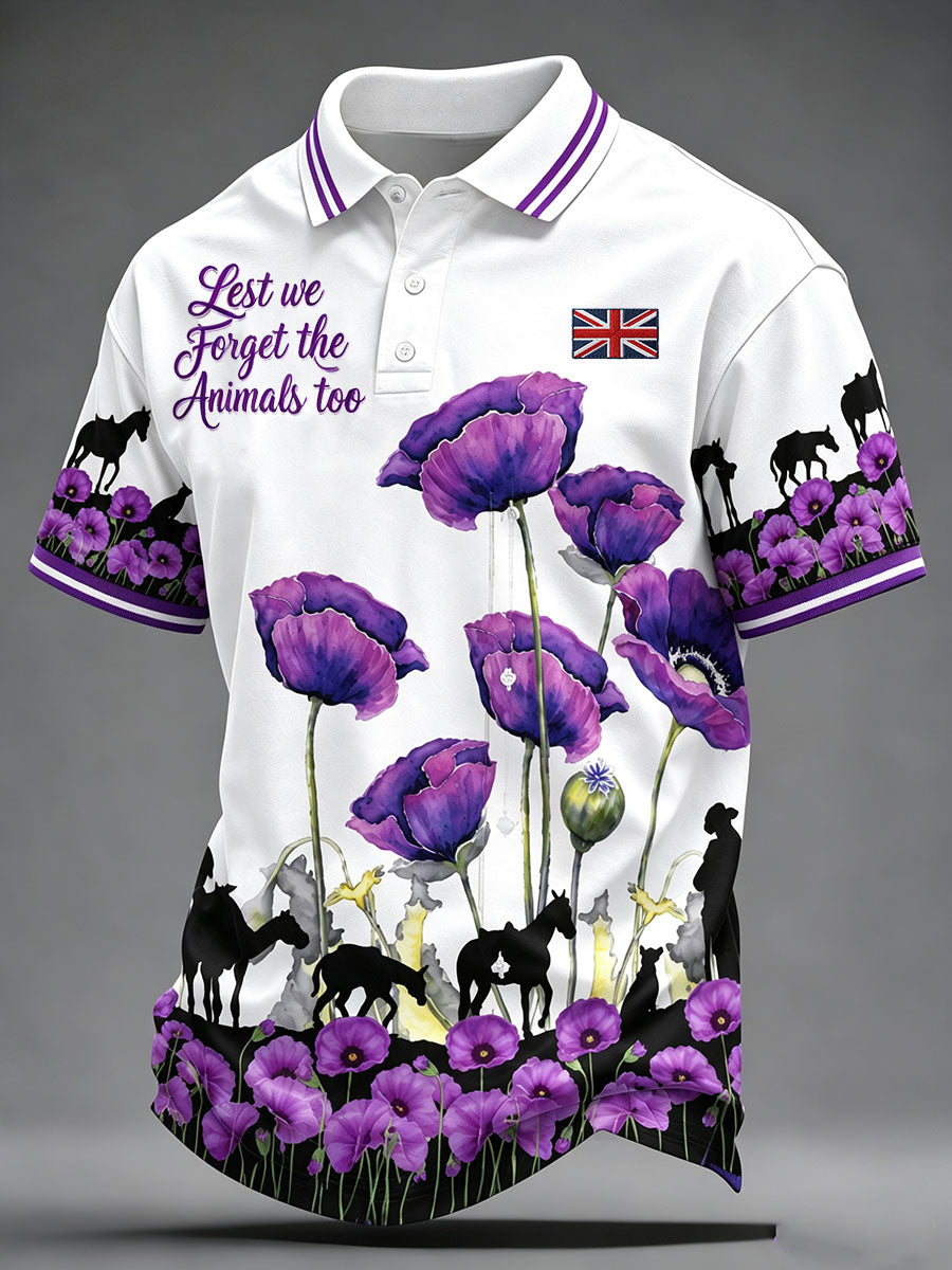 Men's Lest We Forget The Animals Too Print Shirt