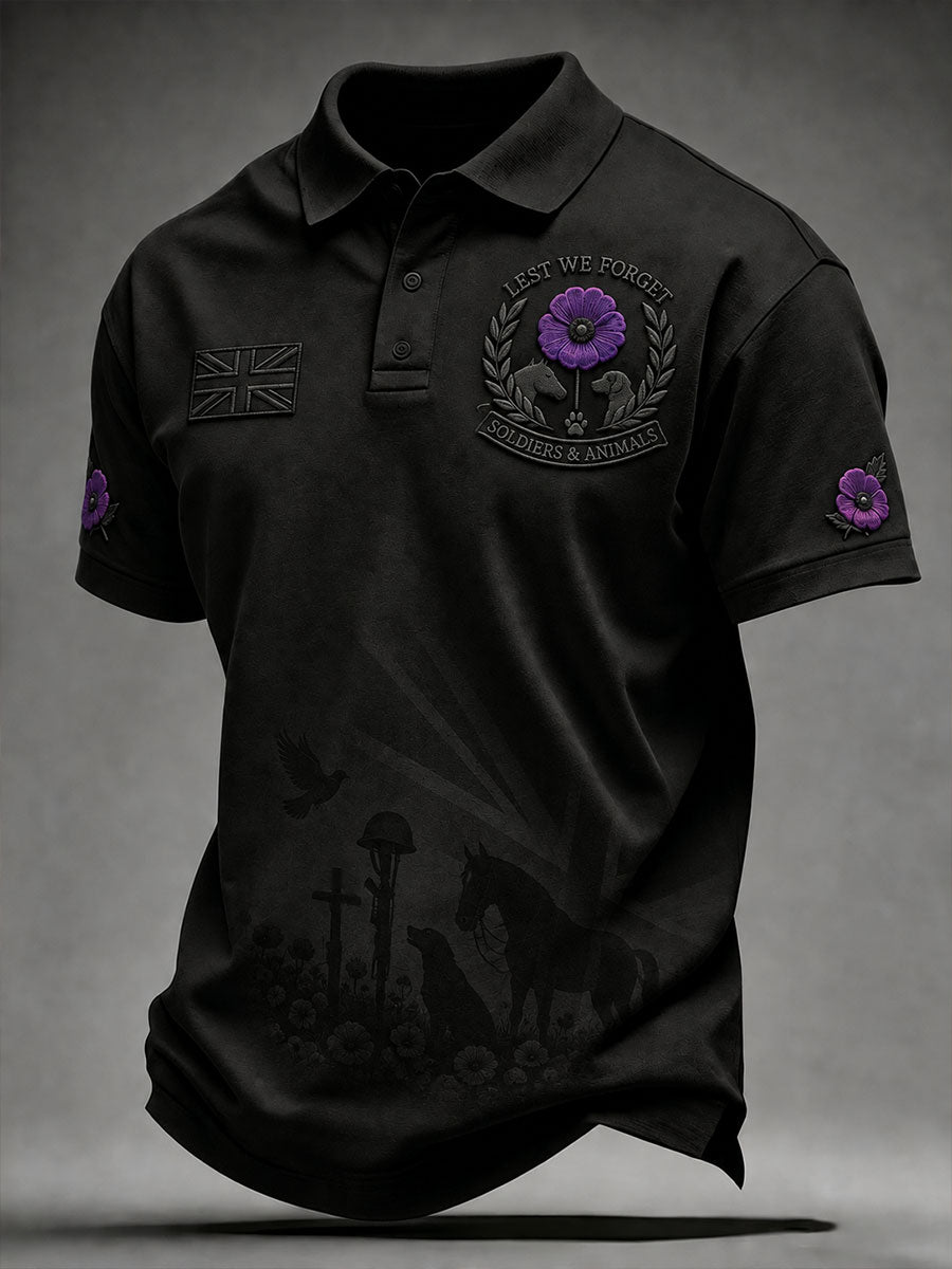 Men'sLest We Forget Soldiers & Animals Shirt