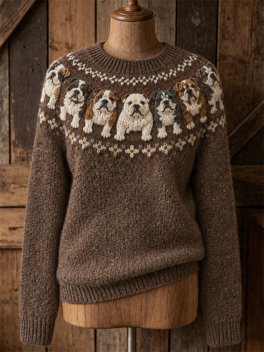 Women's Vintage Yoke Isle Print crew neck sweater