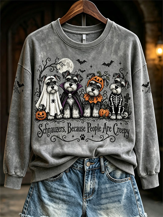 Women's Halloween Dog Pattern Design Casual Sweatshirt