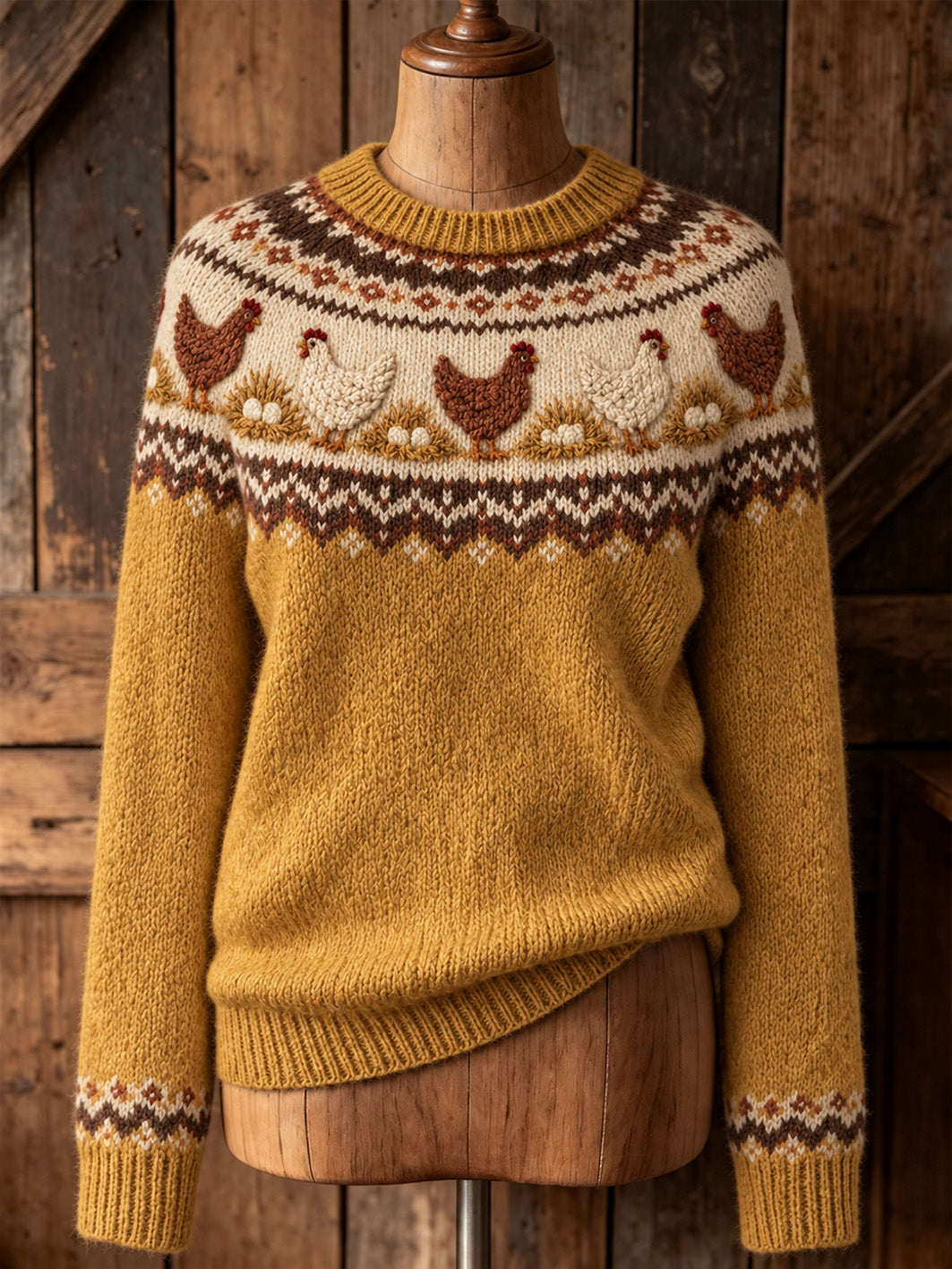 Women's farm animal pattern design casual long-sleeve sweater