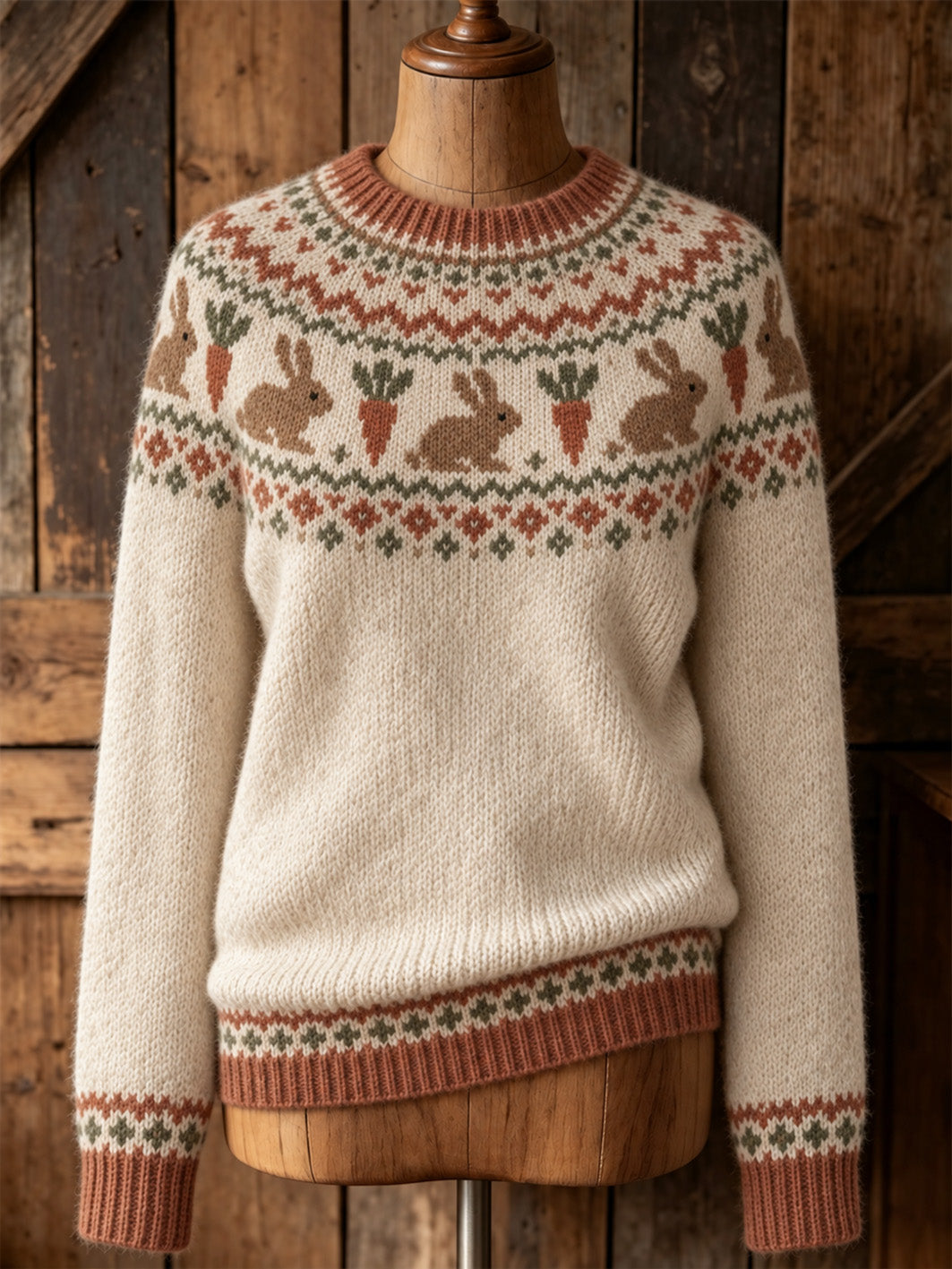 Women's cute rabbit pattern design casual long-sleeved sweater