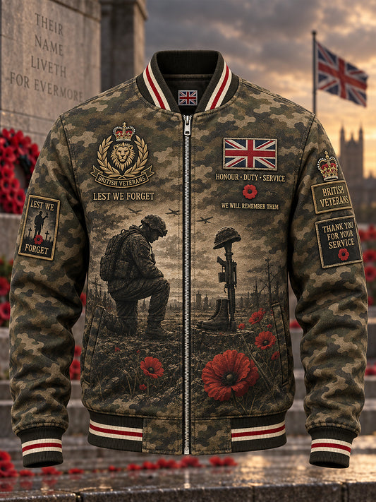 Men's Veteran Memorial Graphic Print Long-Sleeve Zip-Up Jacket