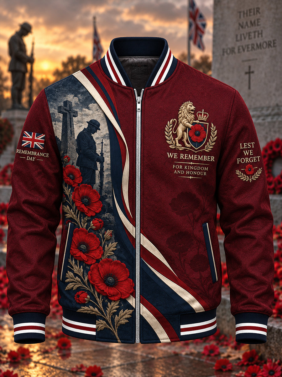 Men's Veteran Memorial Graphic Print Long-Sleeve Zip-Up Jacket