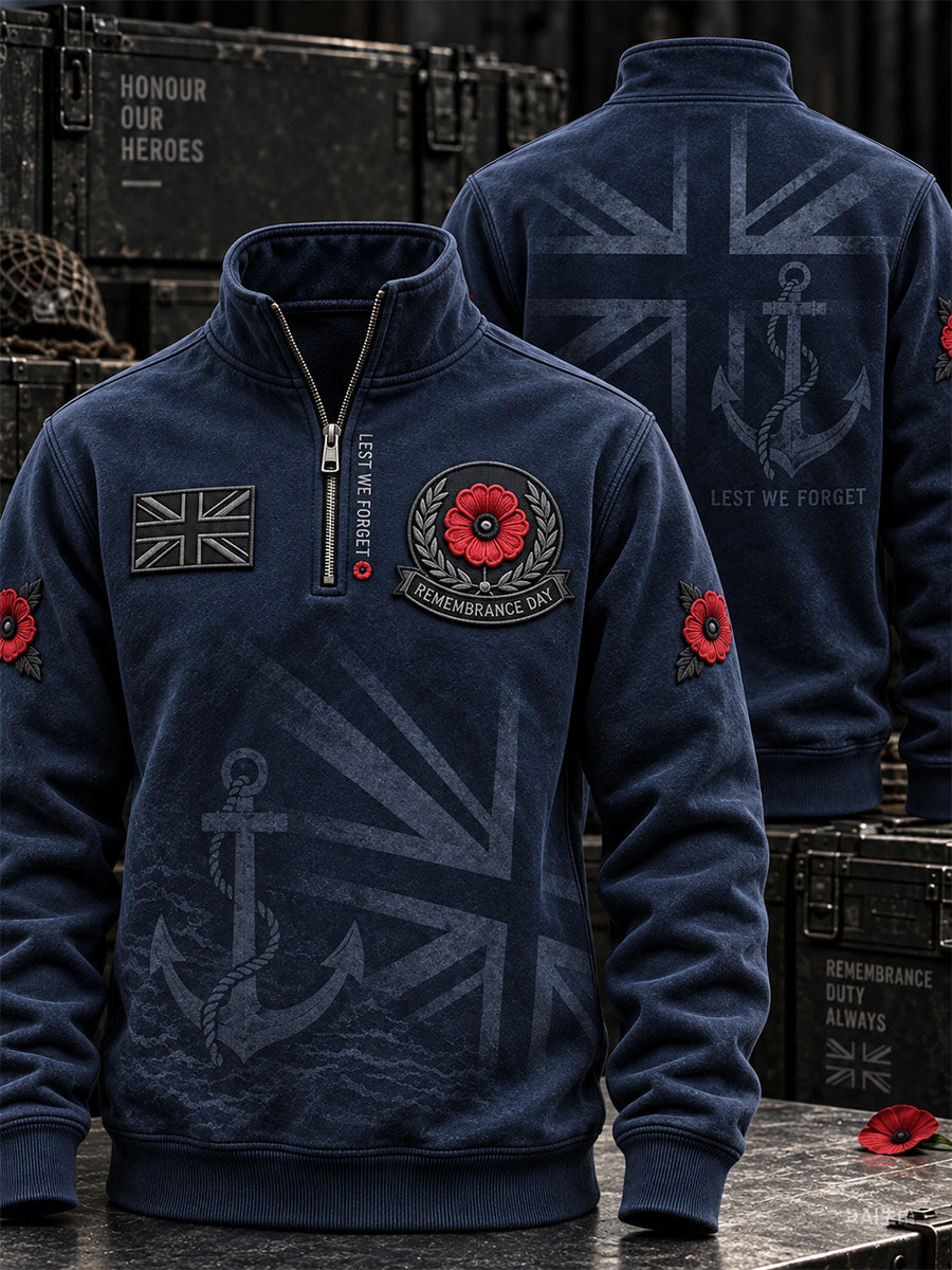 Men's Remembrance Day Lest We Forget Half-Zip Hoodie