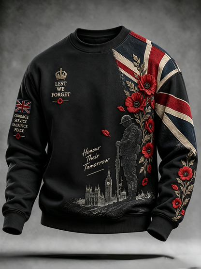 Men's British Veteran Printed Crew Neck Sweatshirt