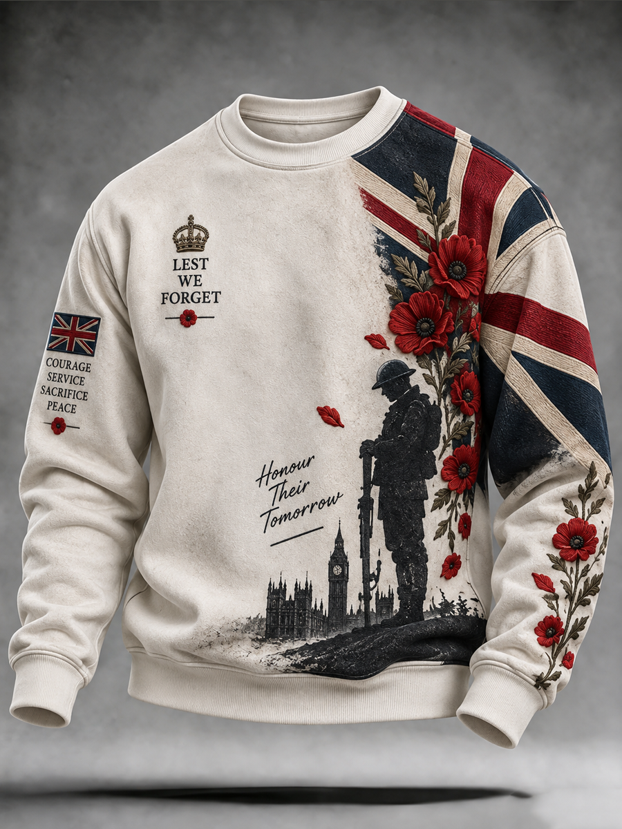 Men's British Veteran Printed Crew Neck Sweatshirt