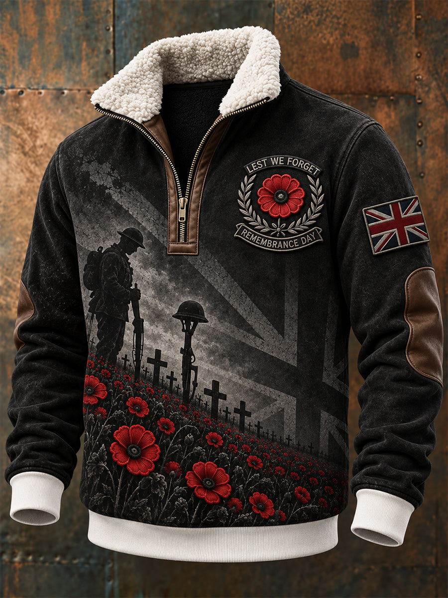 Men's Remembrance Day Lest We Forget Zipper Hoodie