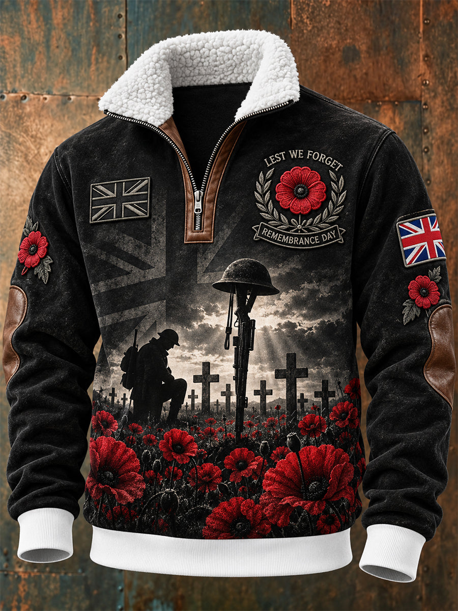 Men's Remembrance Day Lest We Forget Zipper Hoodie