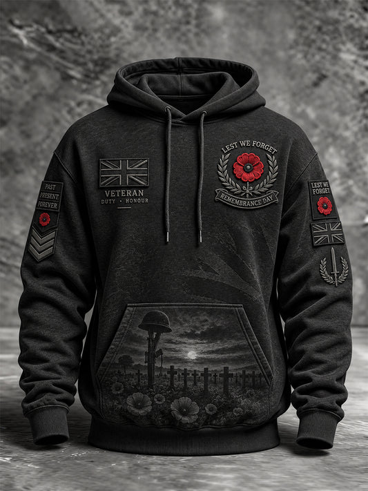 Men's Remembrance Day Lest We Forget  Pocket Hoodie