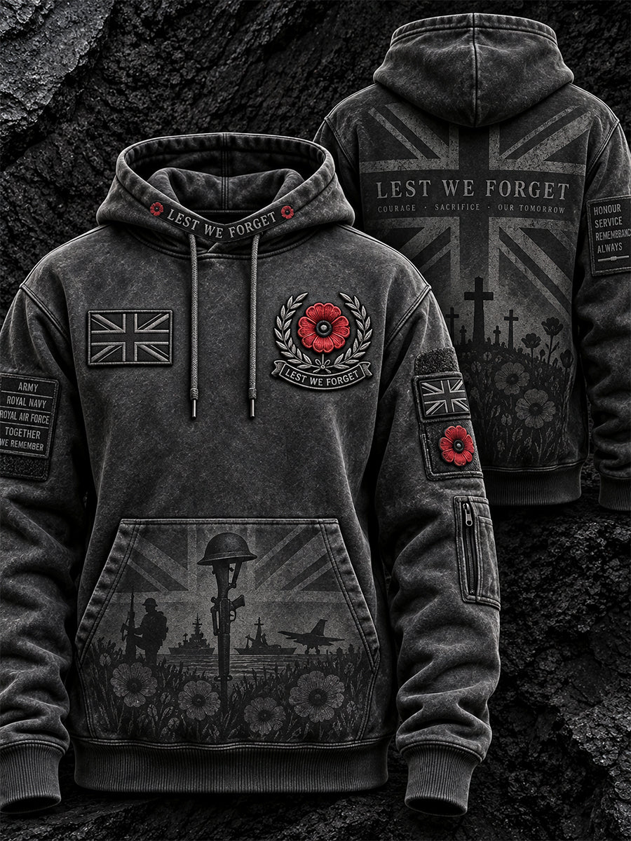 Men's Remembrance Day Lest We Forget  Pocket Hoodie