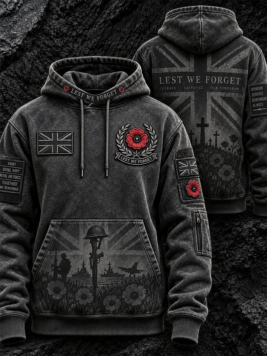 Men's Remembrance Day Lest We Forget  Pocket Hoodie