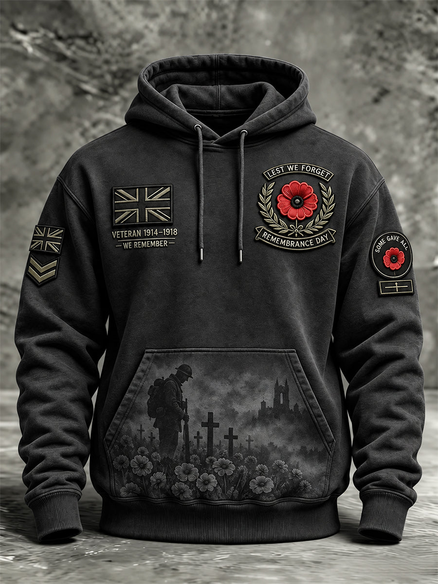 Men's Remembrance Day Lest We Forget  Pocket Hoodie