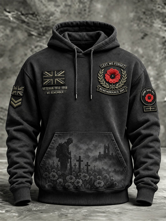 Men's Remembrance Day Lest We Forget  Pocket Hoodie