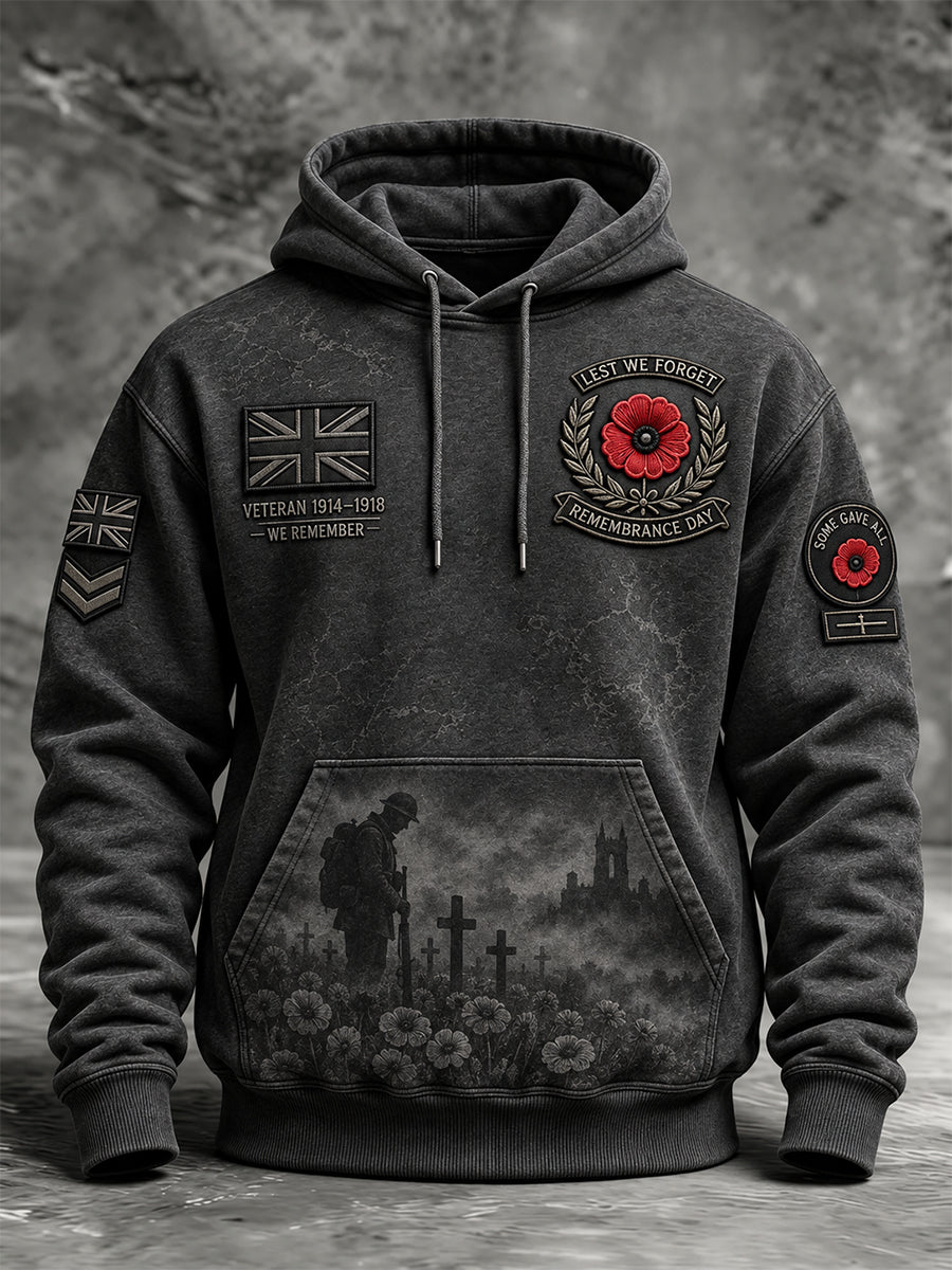 Men's Remembrance Day Lest We Forget  Pocket Hoodie