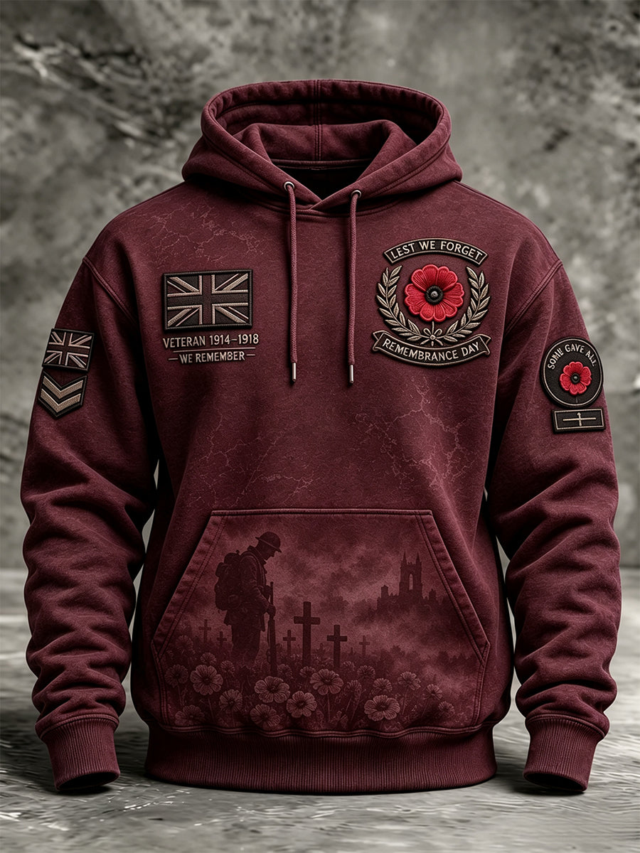 Men's Remembrance Day Lest We Forget  Pocket Hoodie