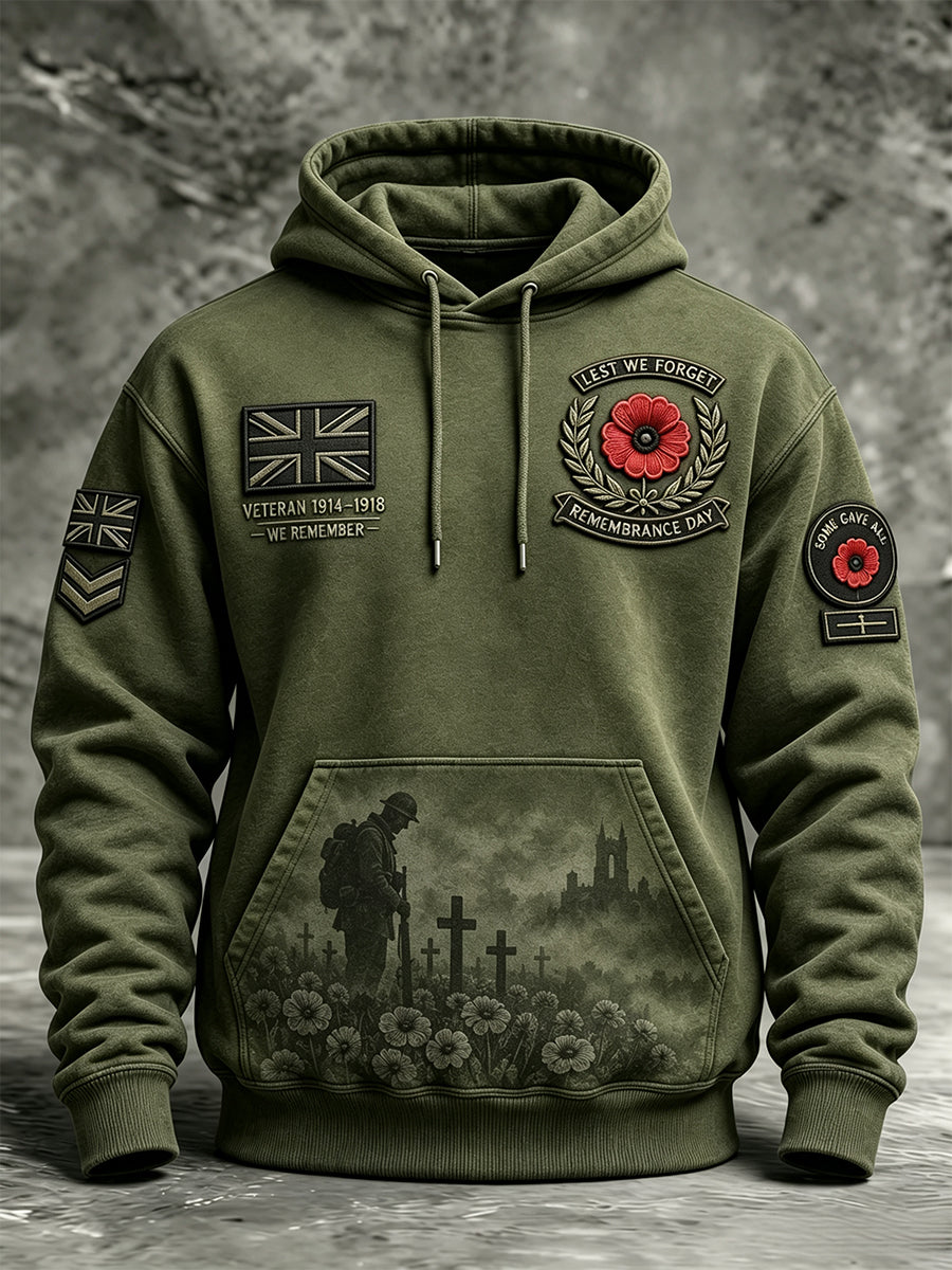Men's Remembrance Day Lest We Forget  Pocket Hoodie