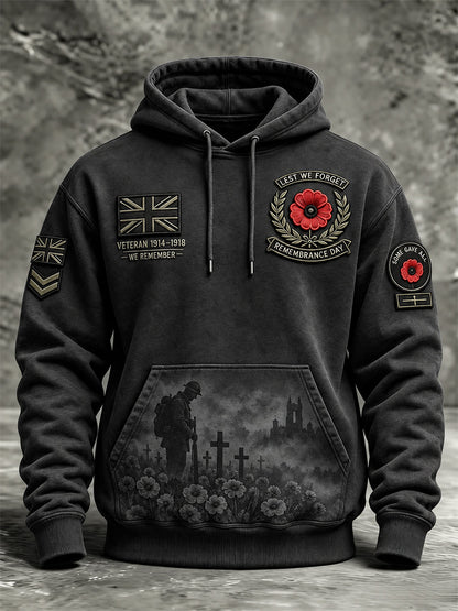 Men's Remembrance Day Lest We Forget  Pocket Hoodie