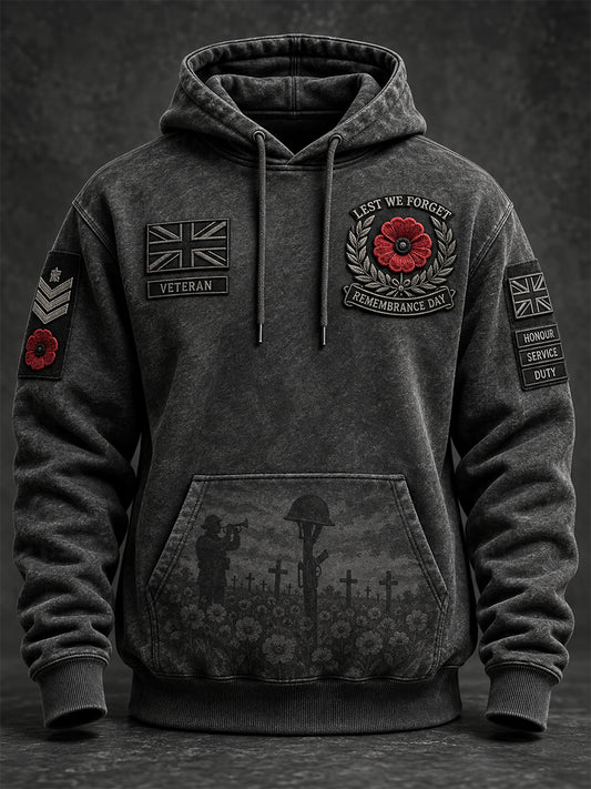 Men's Remembrance Day Lest We Forget  Pocket Hoodie