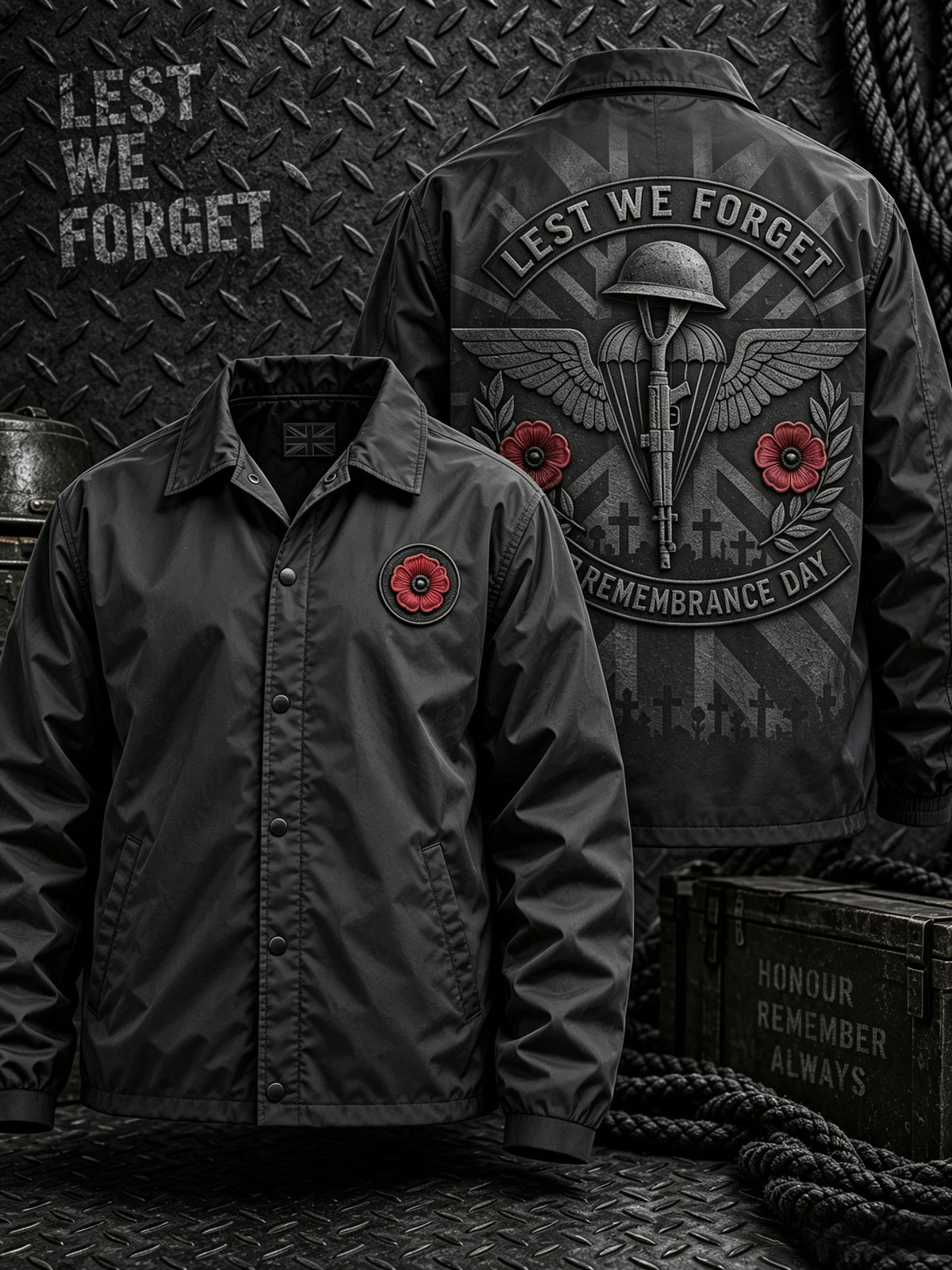 Men's Remembrance Day Lest We Forget  Button-Down Jacket