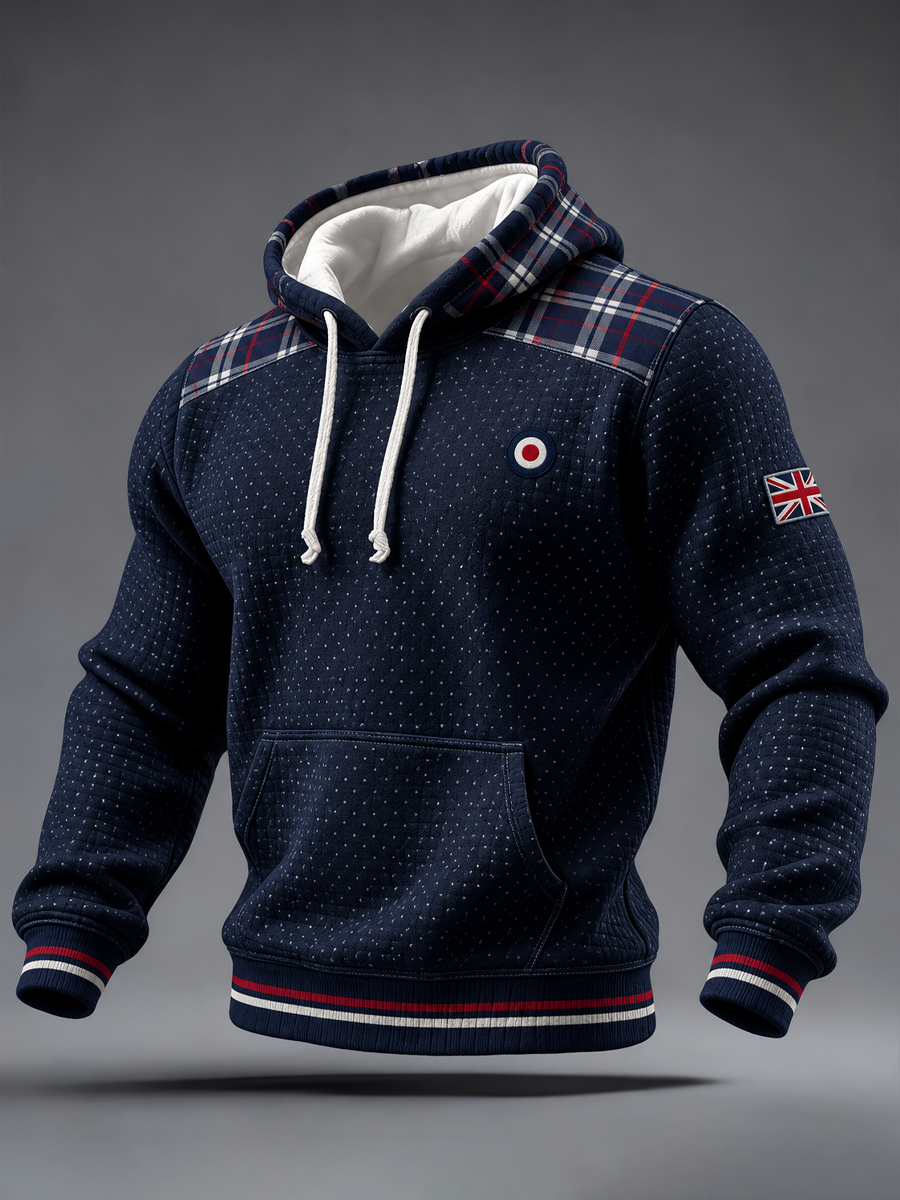 Men's Mods Culture UK Music Lover Printed Checkered Cotton Hoodie