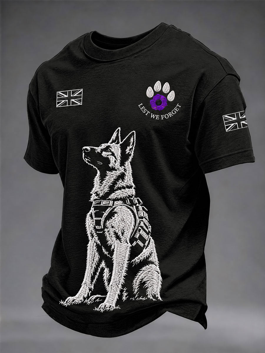 Men's Lest We Forget Military Dogs Print T-shirt