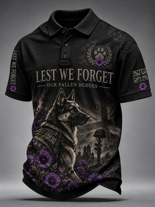 Men's Lest We Forget Military Dogs Print Shirt
