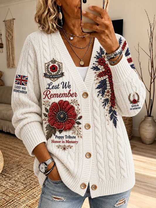 Women's Remembrance Day Print Knit Cardigan