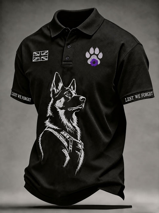 Men's Lest We Forget Military Dogs Print Shirt