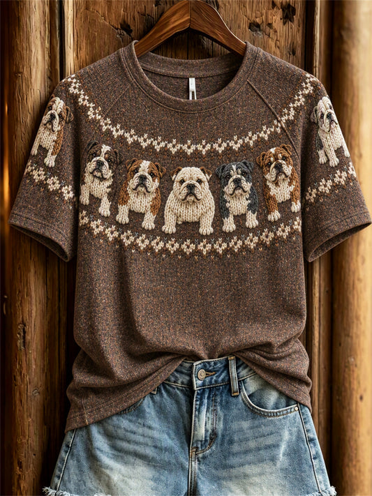 Women's Vintage Yoke Isle Print short sleeve T-shirt