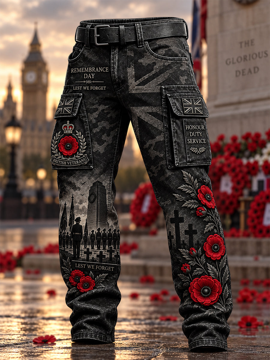 Men's Remembrance Day Lest We Forget Casual Work Trousers