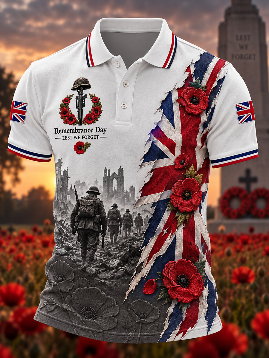 Men's Remembrance Day Lest We Forget Polo Shirt