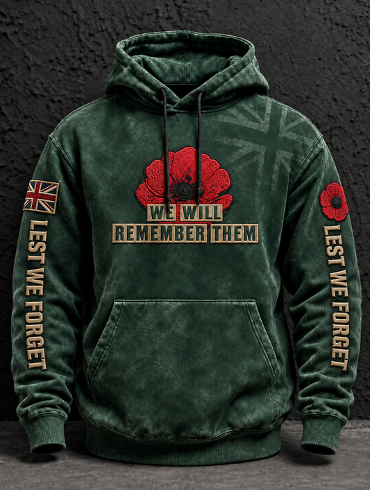 Men's Remembrance Day Lest We Forget Oversized  Hoodie