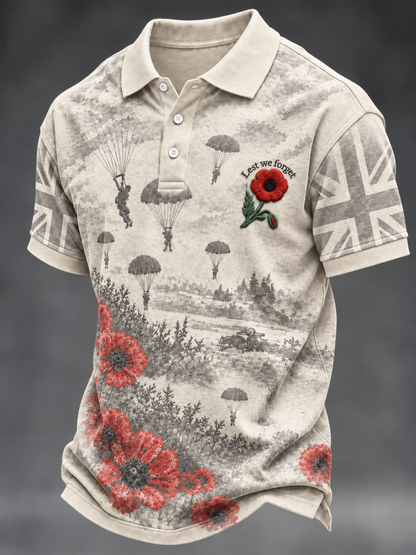 Men's Remembrance Day Lest We Forget polo shirt