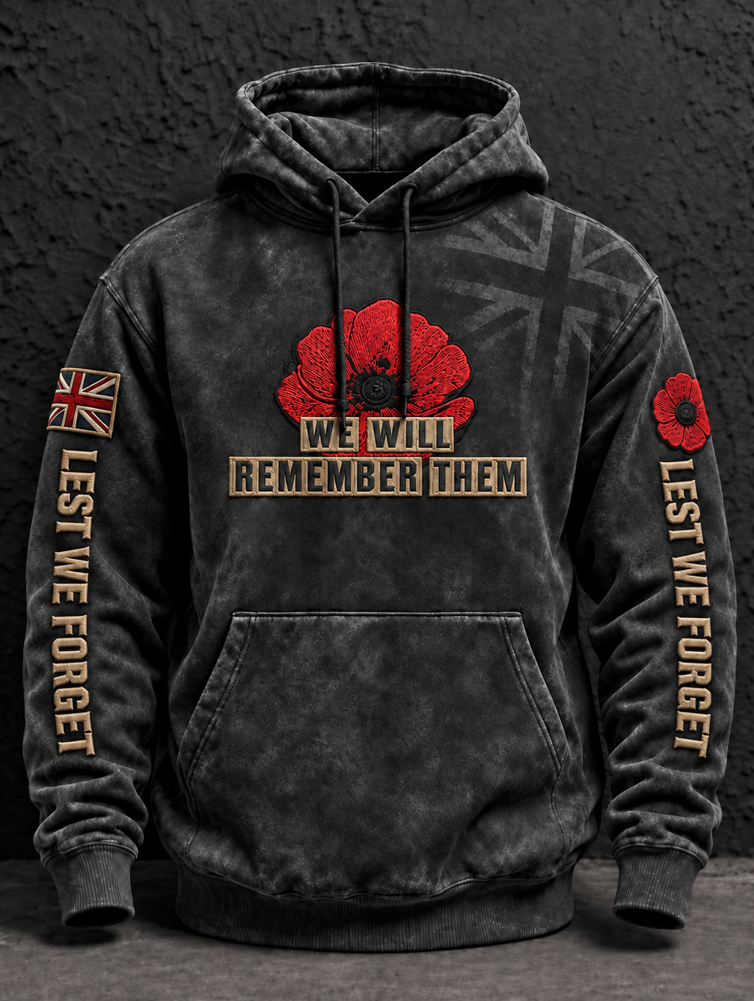 Men's Remembrance Day Lest We Forget Oversized  Hoodie