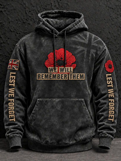 Men's Remembrance Day Lest We Forget Oversized  Hoodie