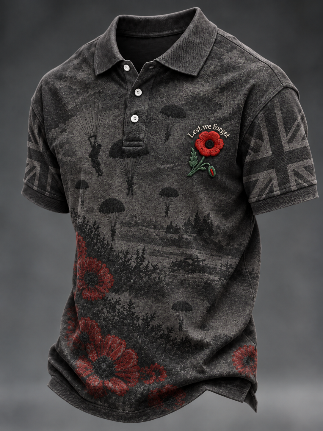 Men's Remembrance Day Lest We Forget polo shirt