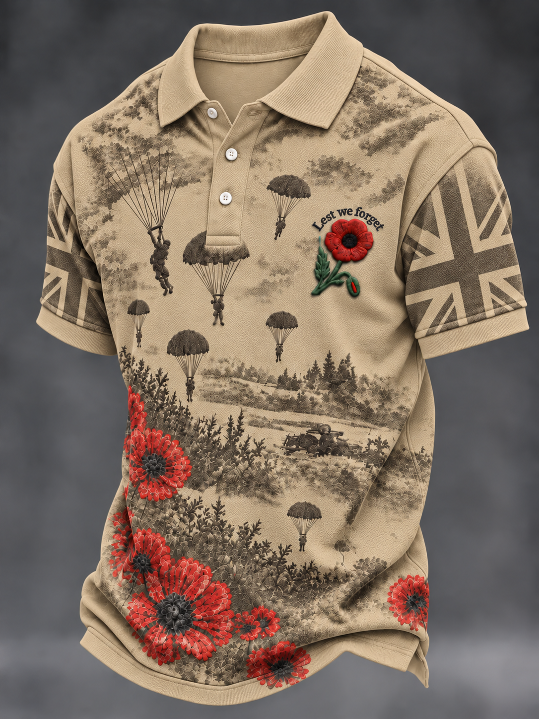 Men's Remembrance Day Lest We Forget polo shirt