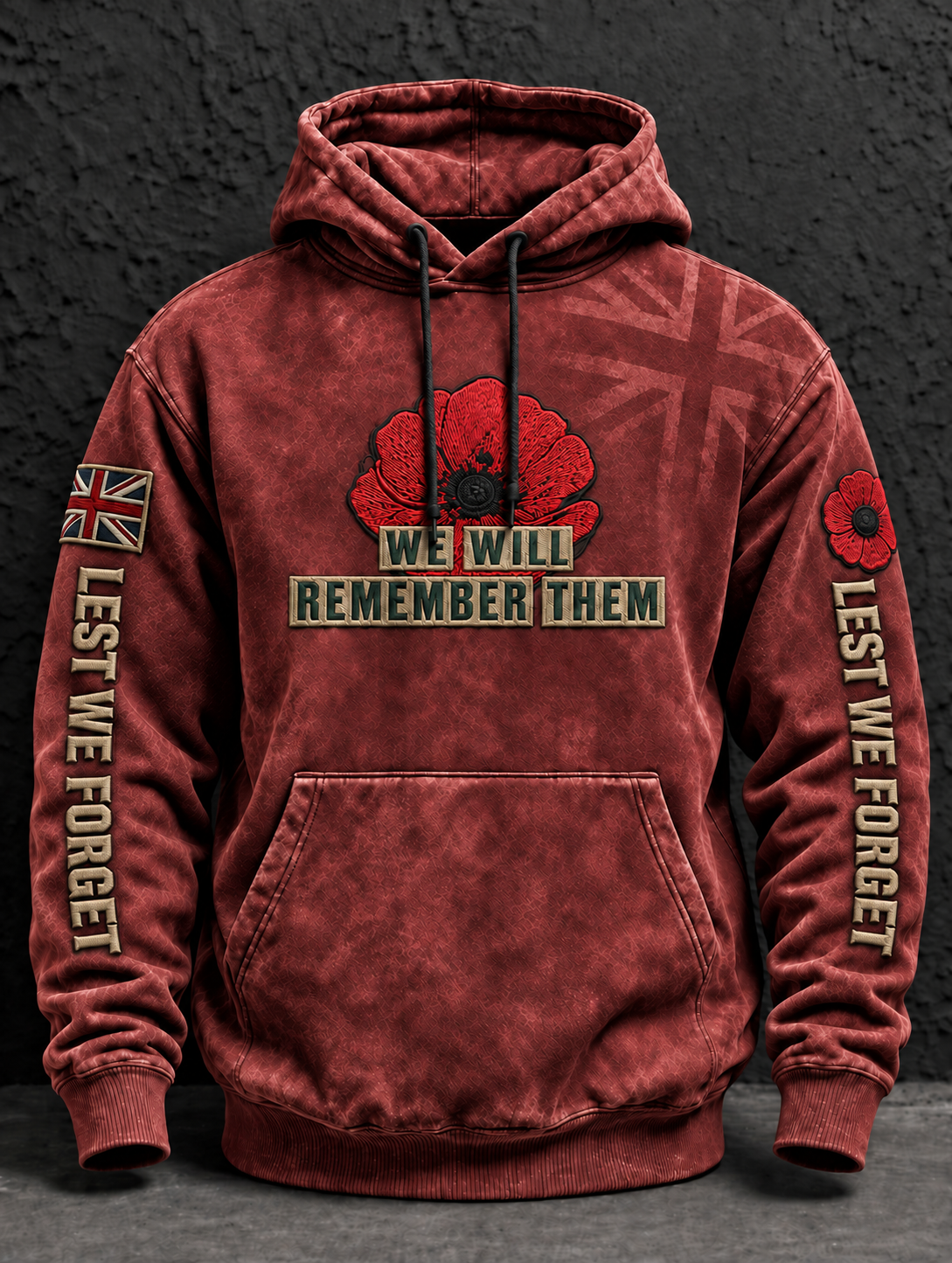 Men's Remembrance Day Lest We Forget Oversized  Hoodie