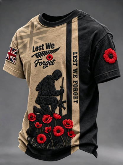Men's Remembrance Day Lest We Forget short sleeves t-shirt