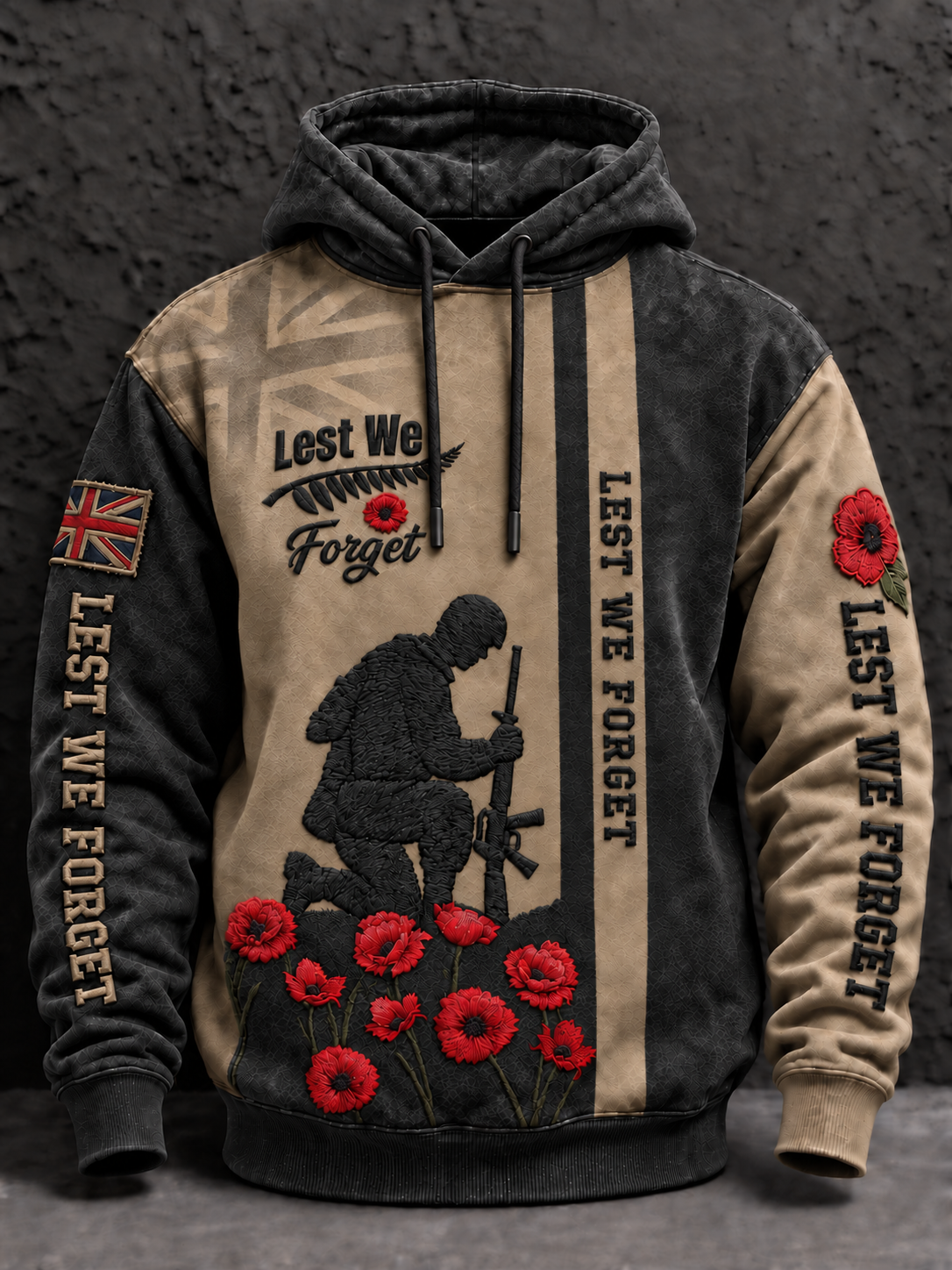 Men's Remembrance Day Lest We Forget Oversized  Hoodie