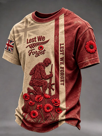 Men's Remembrance Day Lest We Forget short sleeves t-shirt