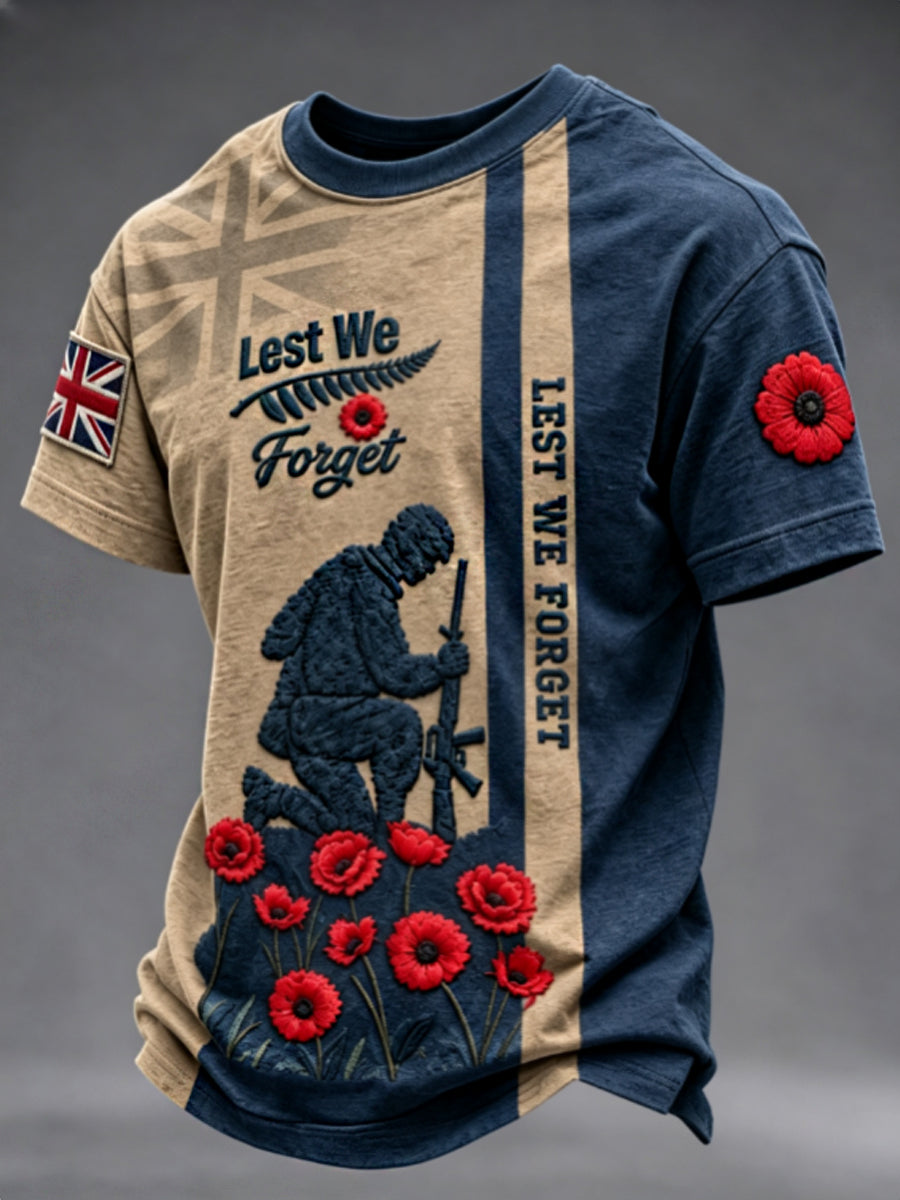 Men's Remembrance Day Lest We Forget short sleeves t-shirt