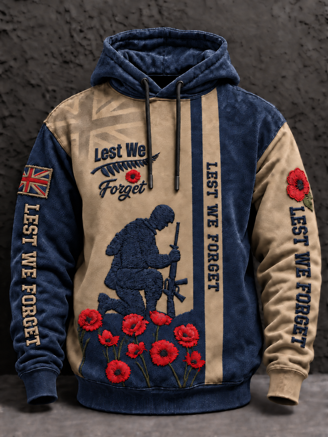 Men's Remembrance Day Lest We Forget Oversized  Hoodie