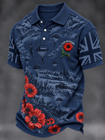 Men's Remembrance Day Lest We Forget polo shirt