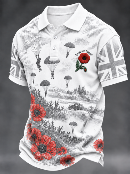 Men's Remembrance Day Lest We Forget polo shirt